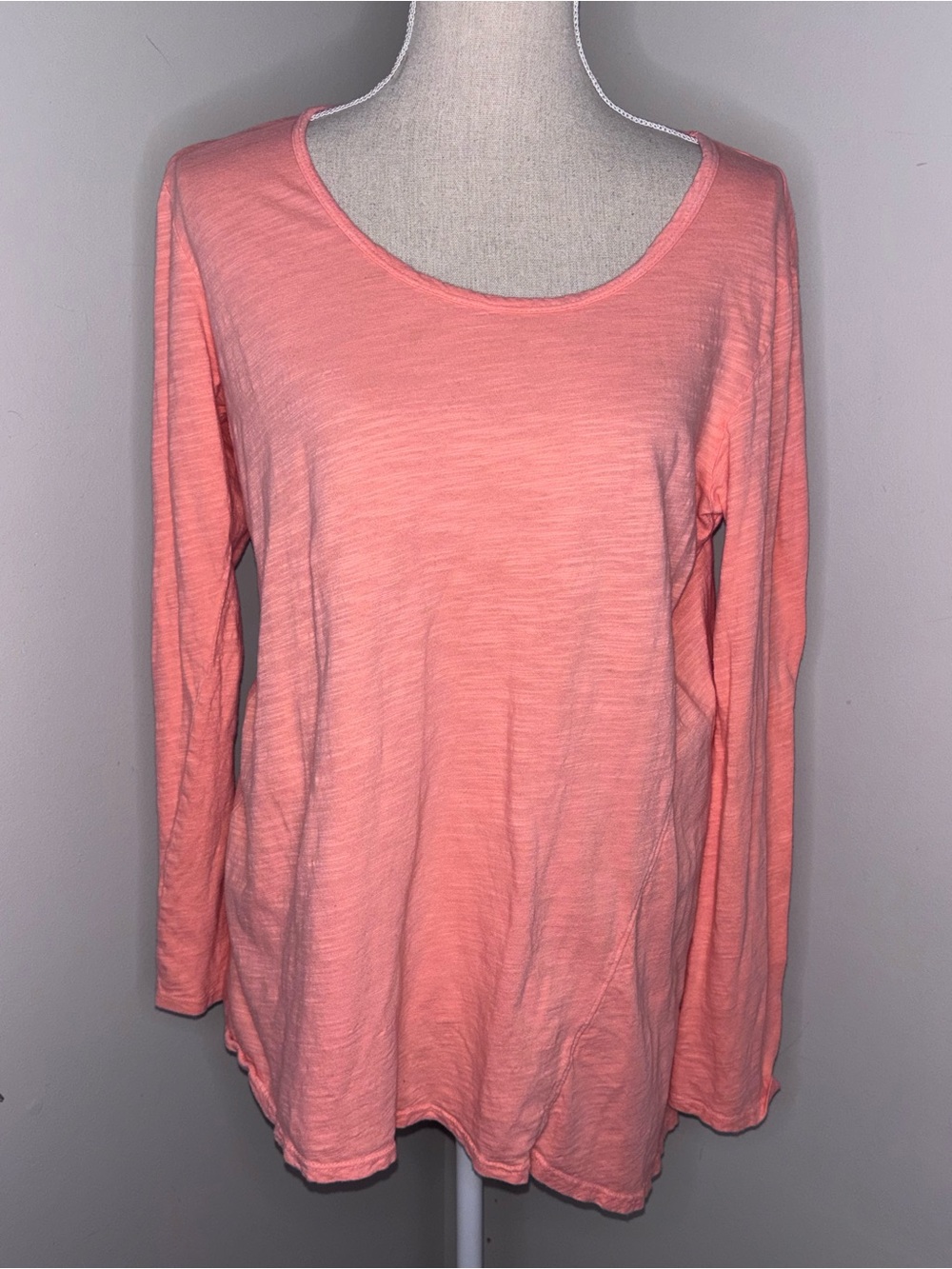 Fresh Produce coral peach slub knit long sleeve long tee shirt size Medium
